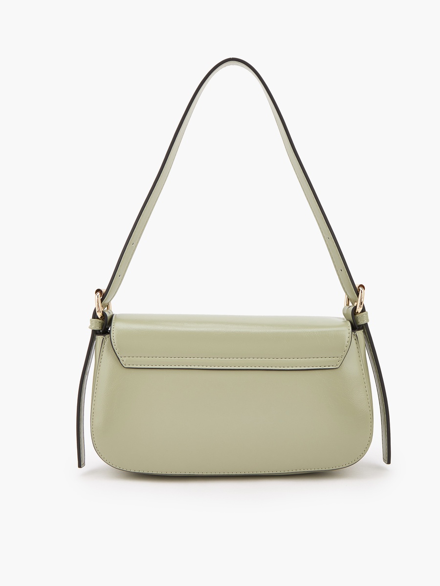 Stitch Detail Shoulder Bag with Button Closure