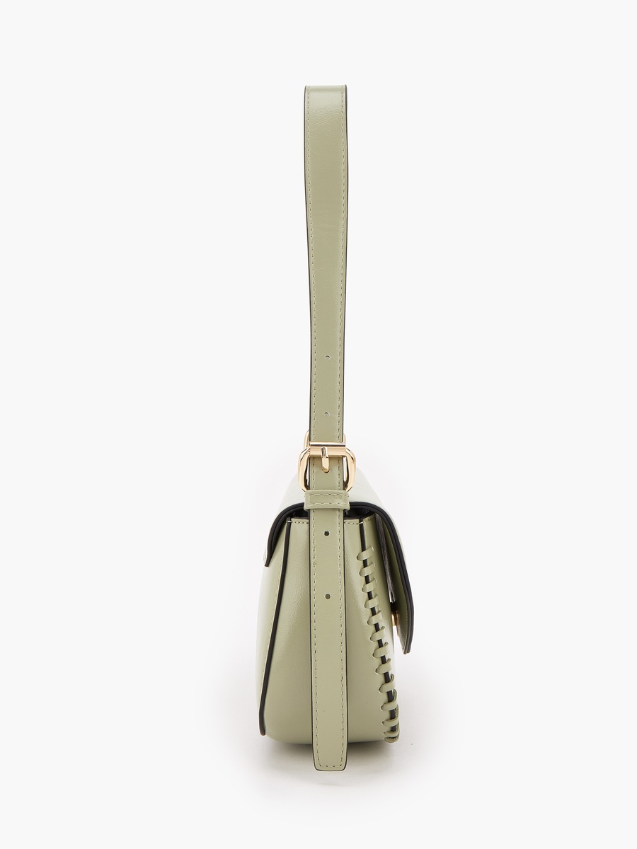 Stitch Detail Shoulder Bag with Button Closure