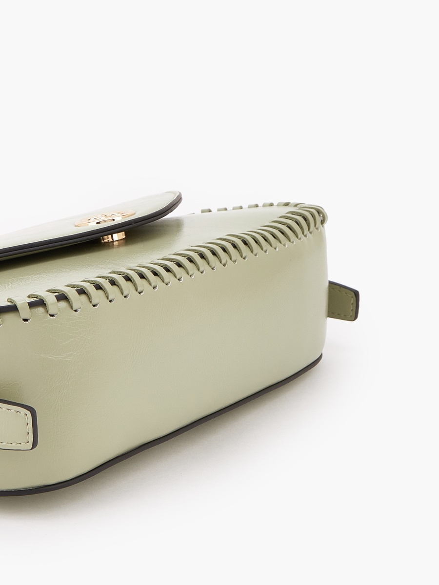 Stitch Detail Shoulder Bag with Button Closure