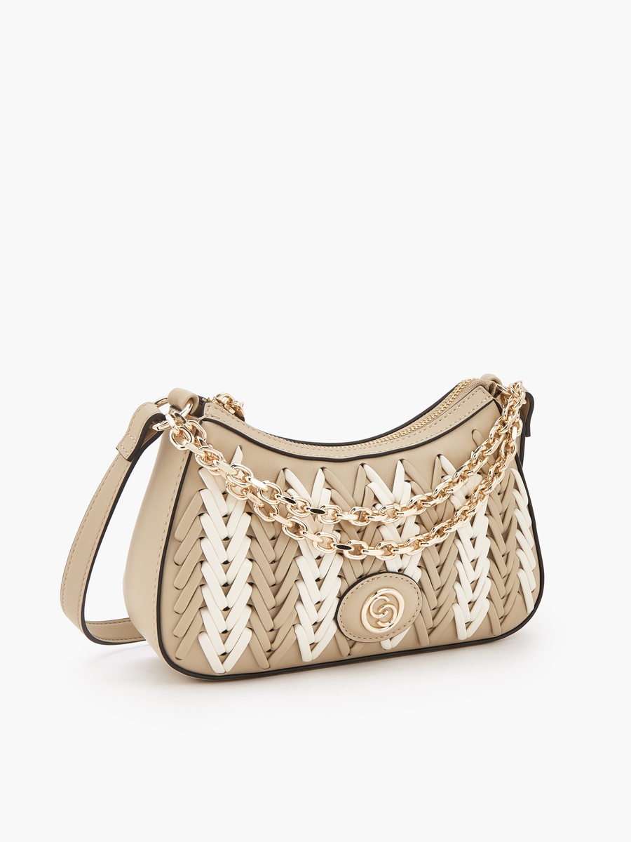 Braided Detail Crossbody Bag with Zip Closure