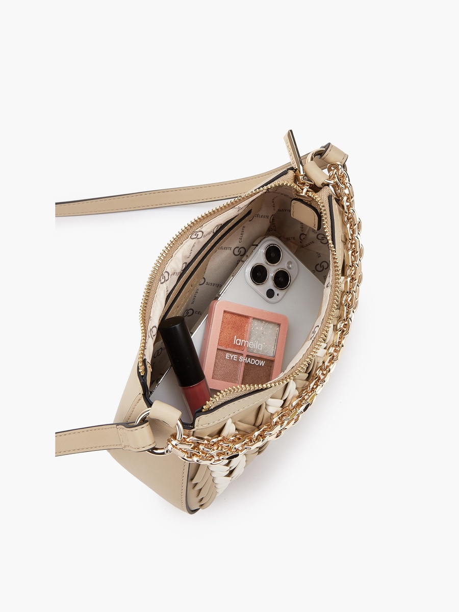 Braided Detail Crossbody Bag with Zip Closure