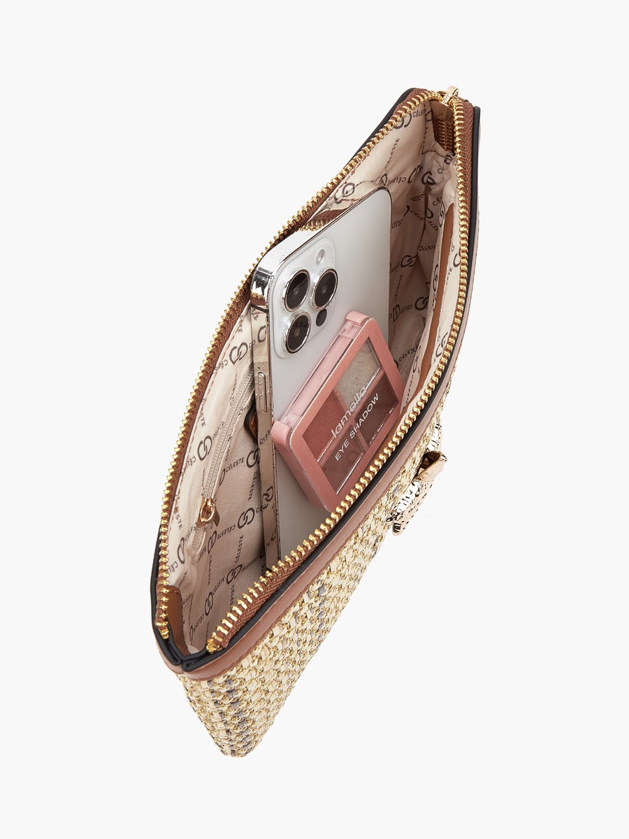 Weave Textured Clutch with Wristlet