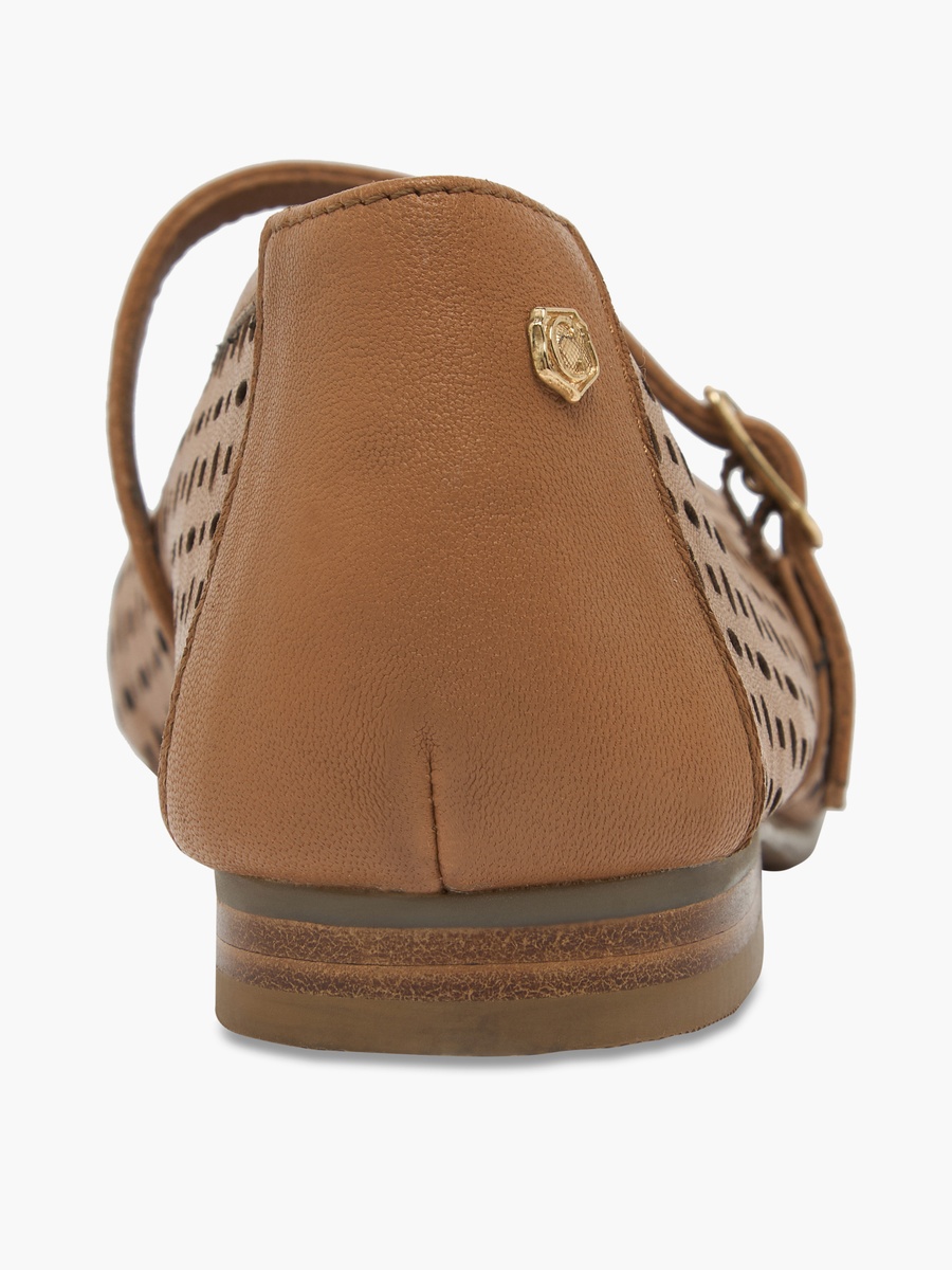 Women Laser Cut Leather Mary Jane Shoes
