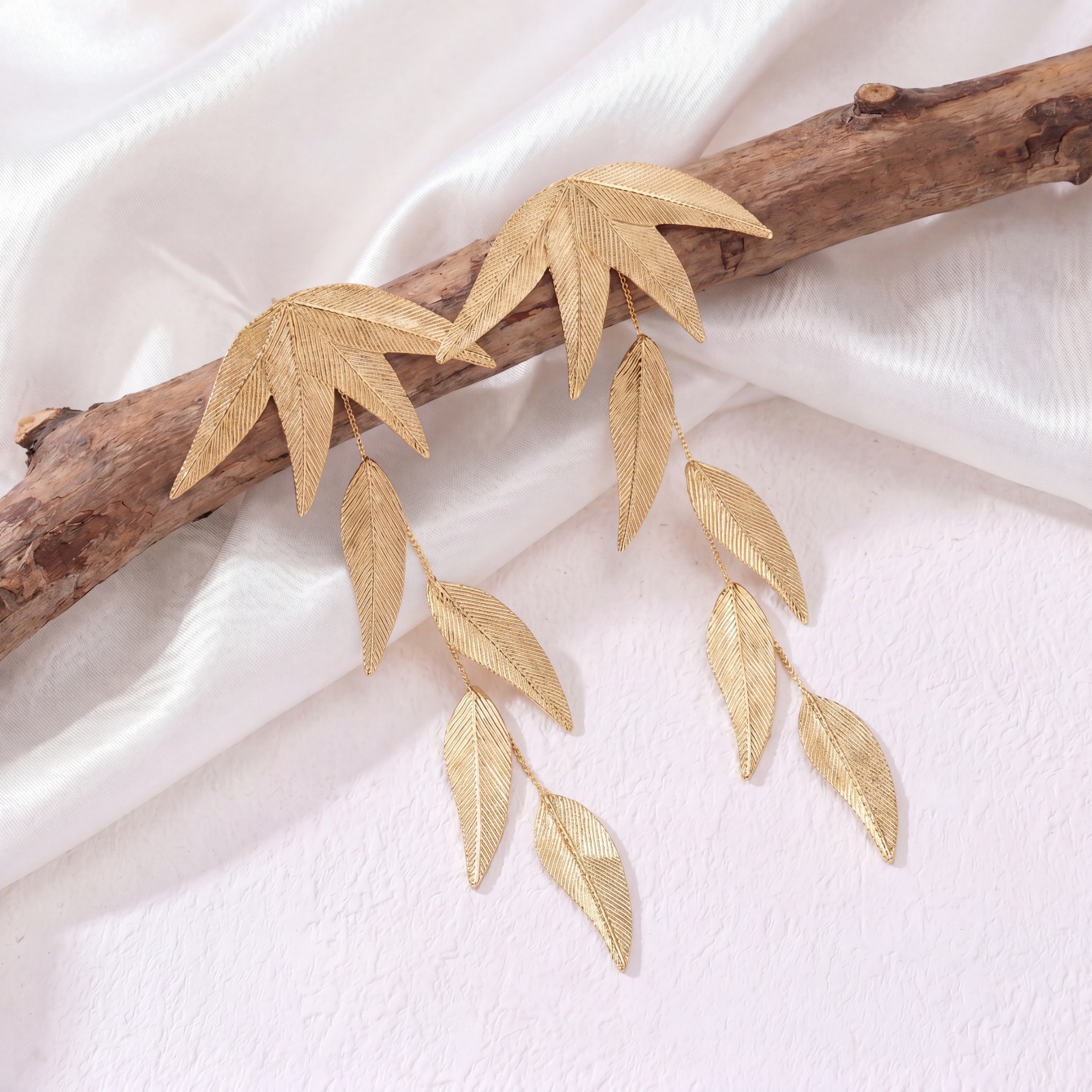 Golden Leaf Drop Earrings