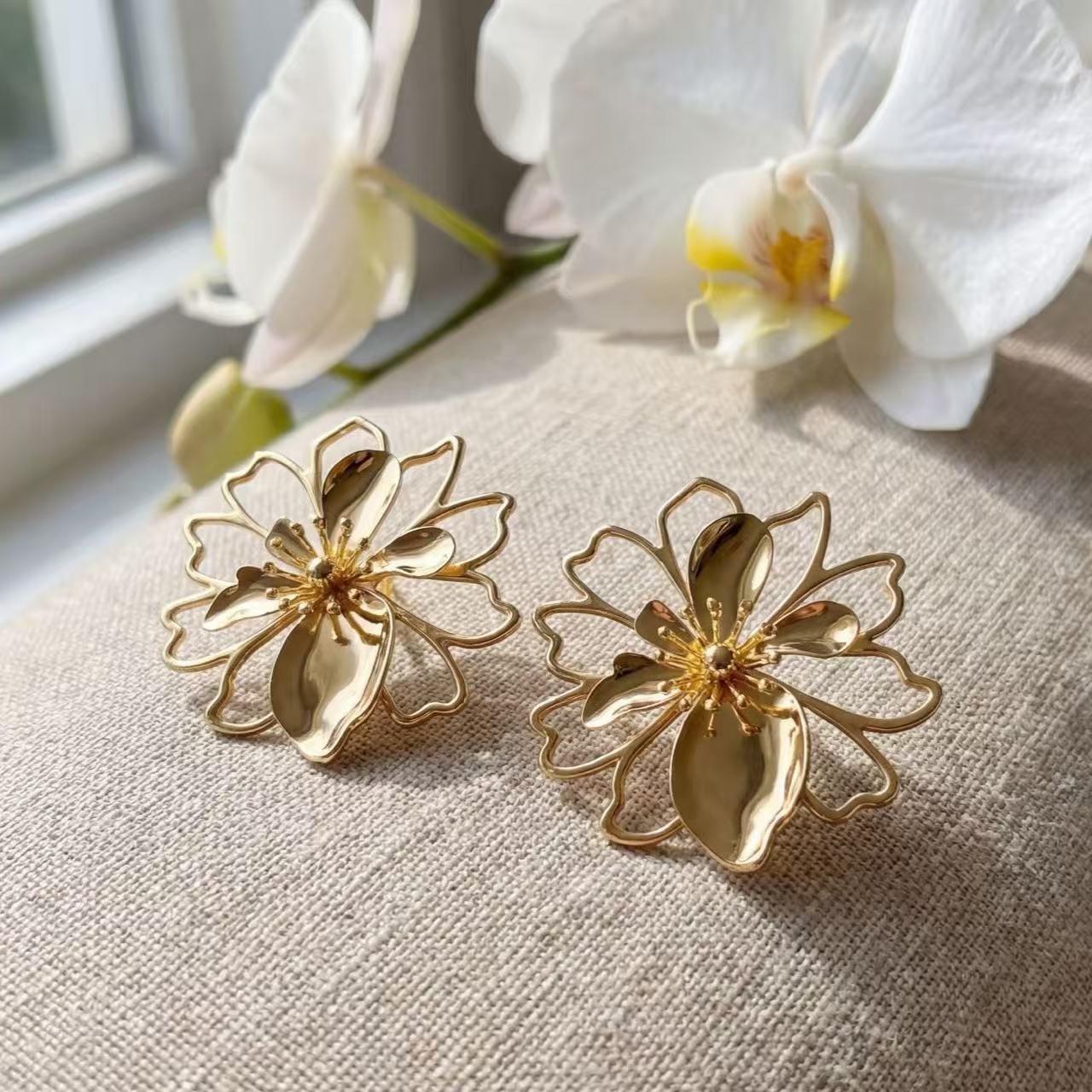 Golden Bloom Statement Earrings