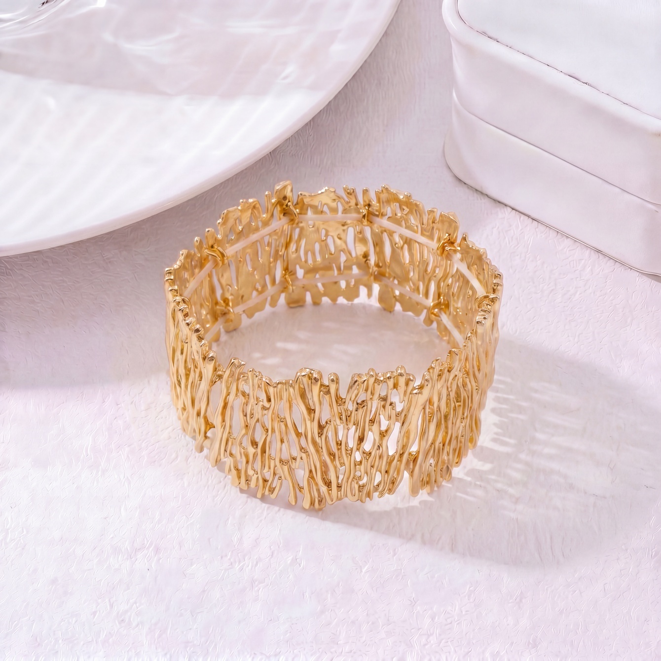 Gold Textured Cuff Bracelet