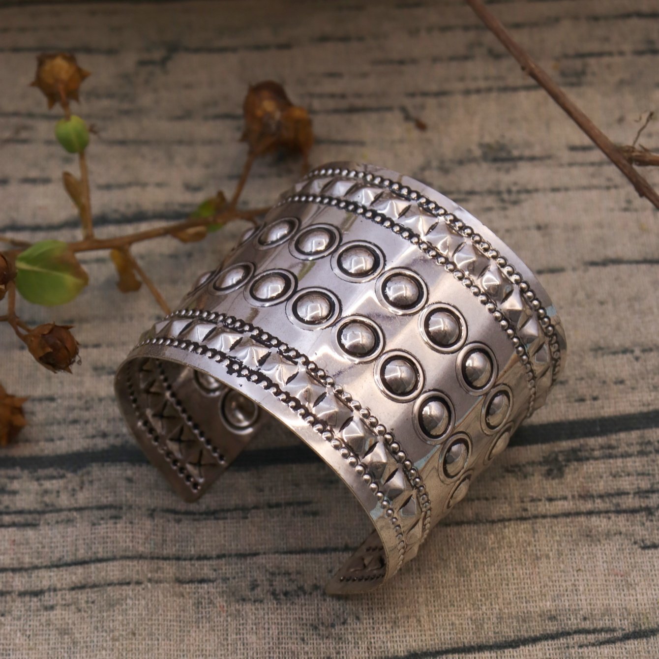 Silver Geometric Cuff Bracelet