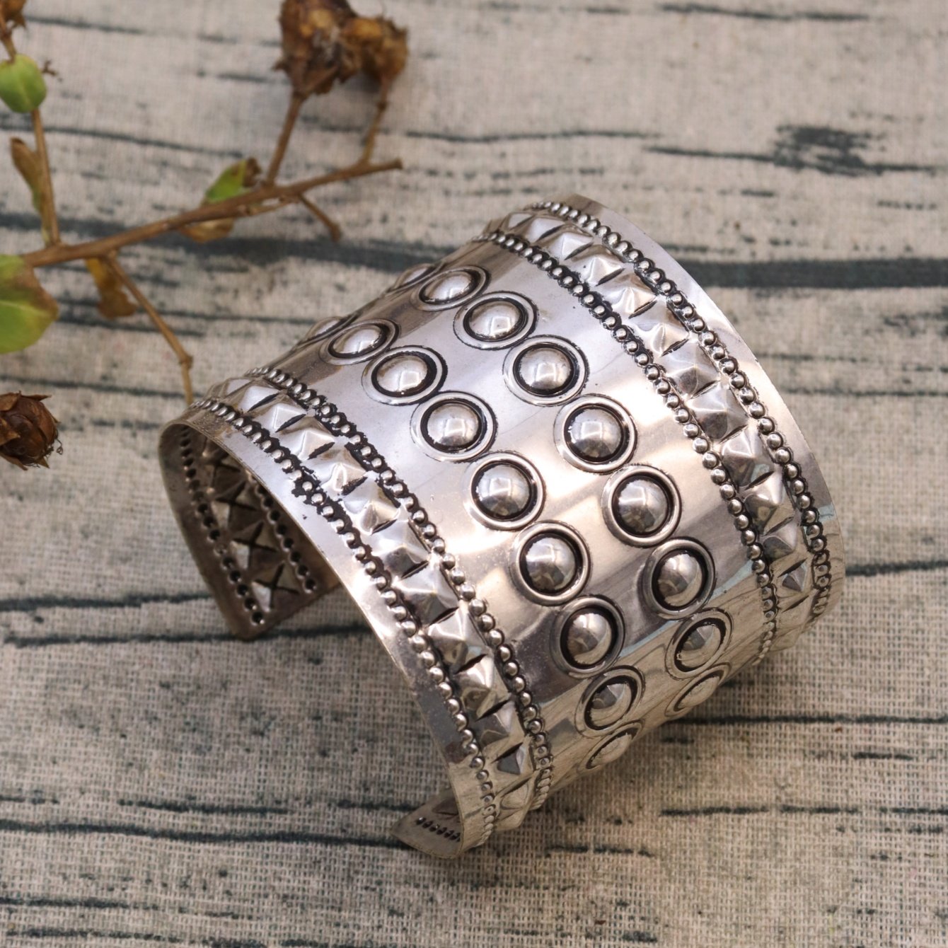 Silver Geometric Cuff Bracelet