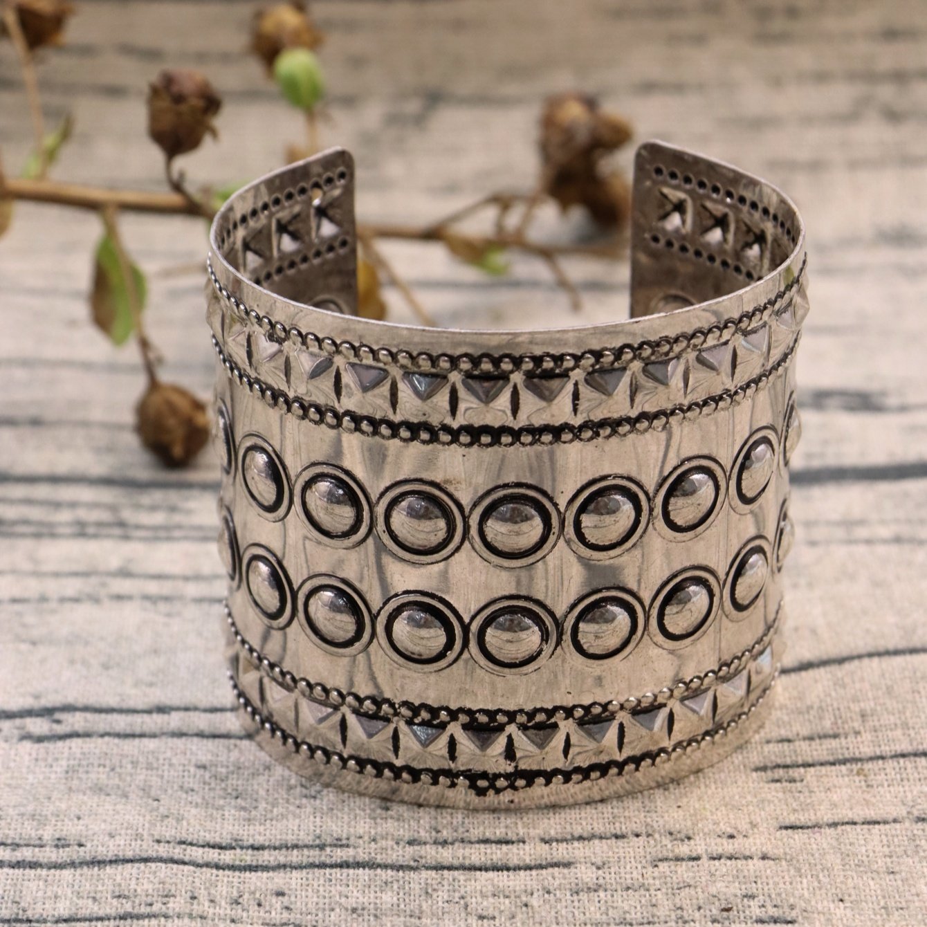 Silver Geometric Cuff Bracelet