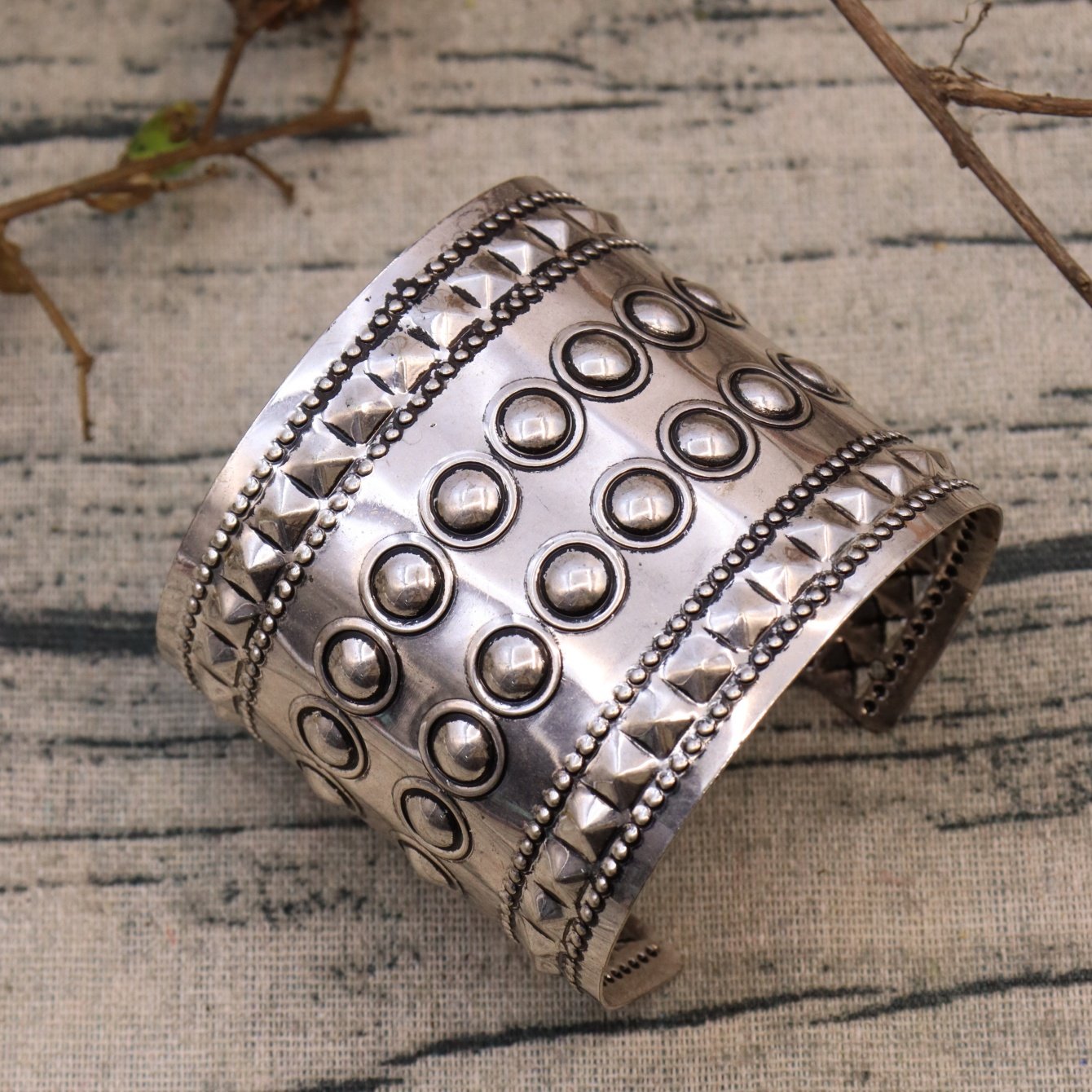 Silver Geometric Cuff Bracelet