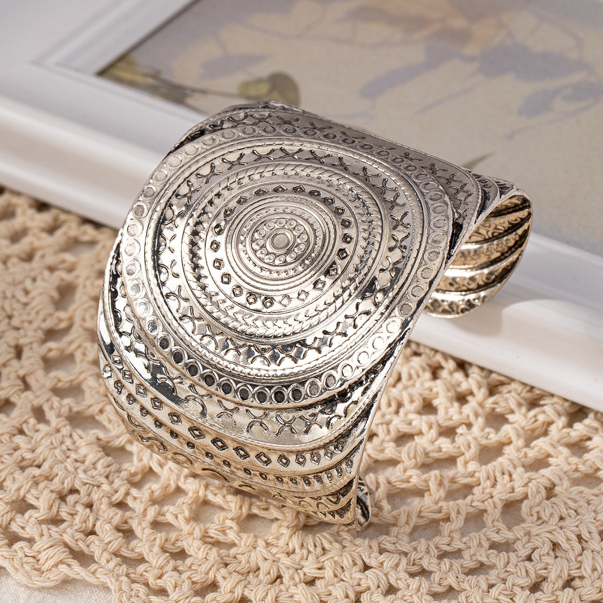 Silver Geometric Cuff Bracelet