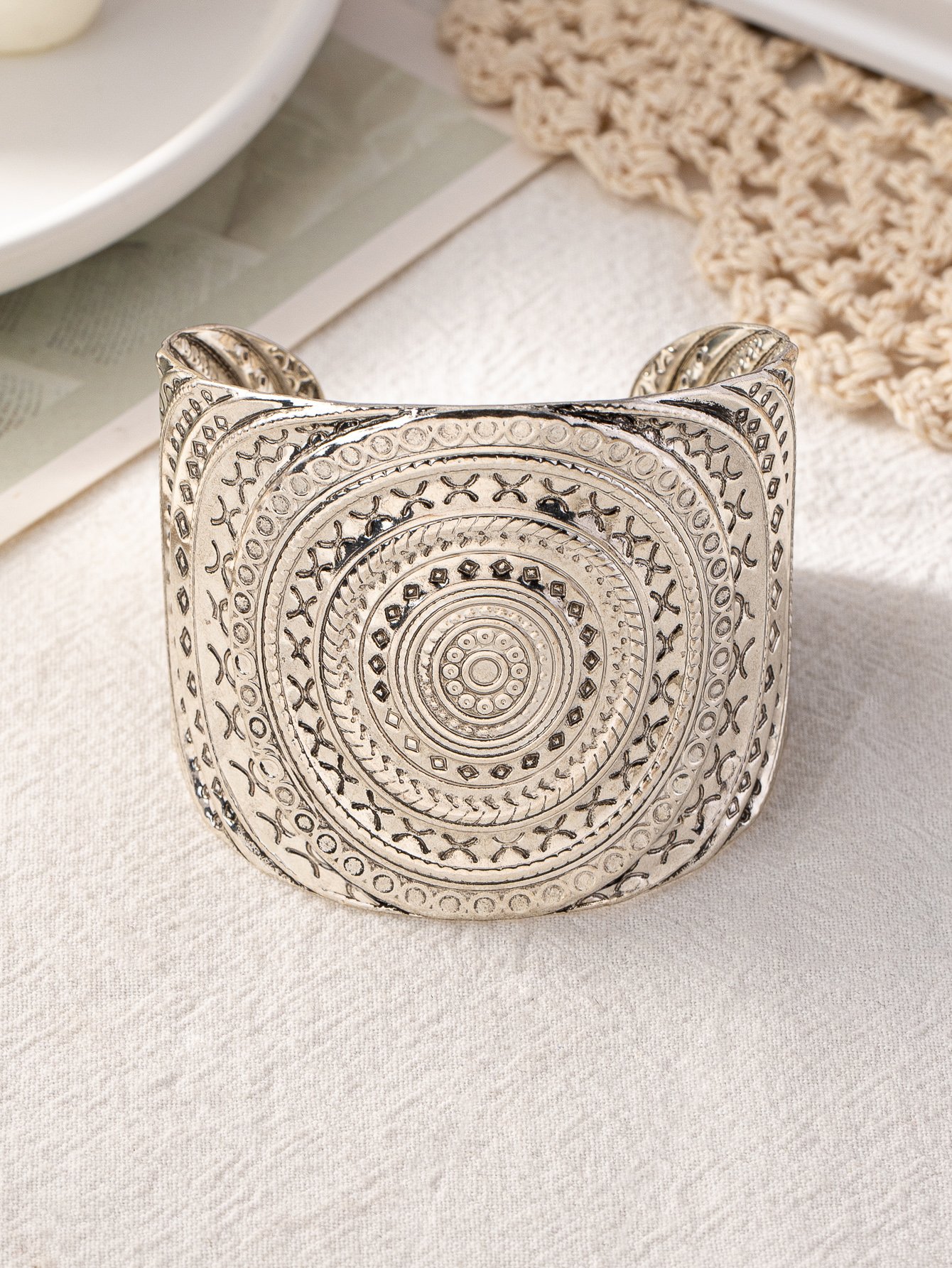 Silver Geometric Cuff Bracelet