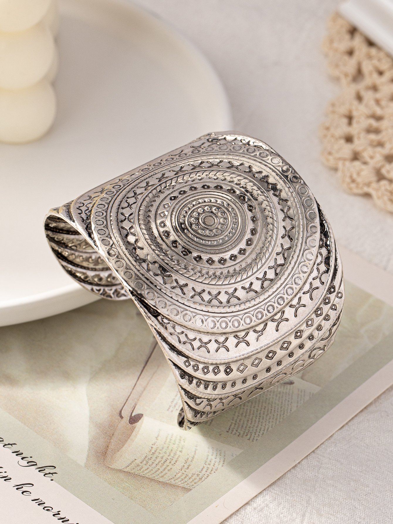 Silver Geometric Cuff Bracelet
