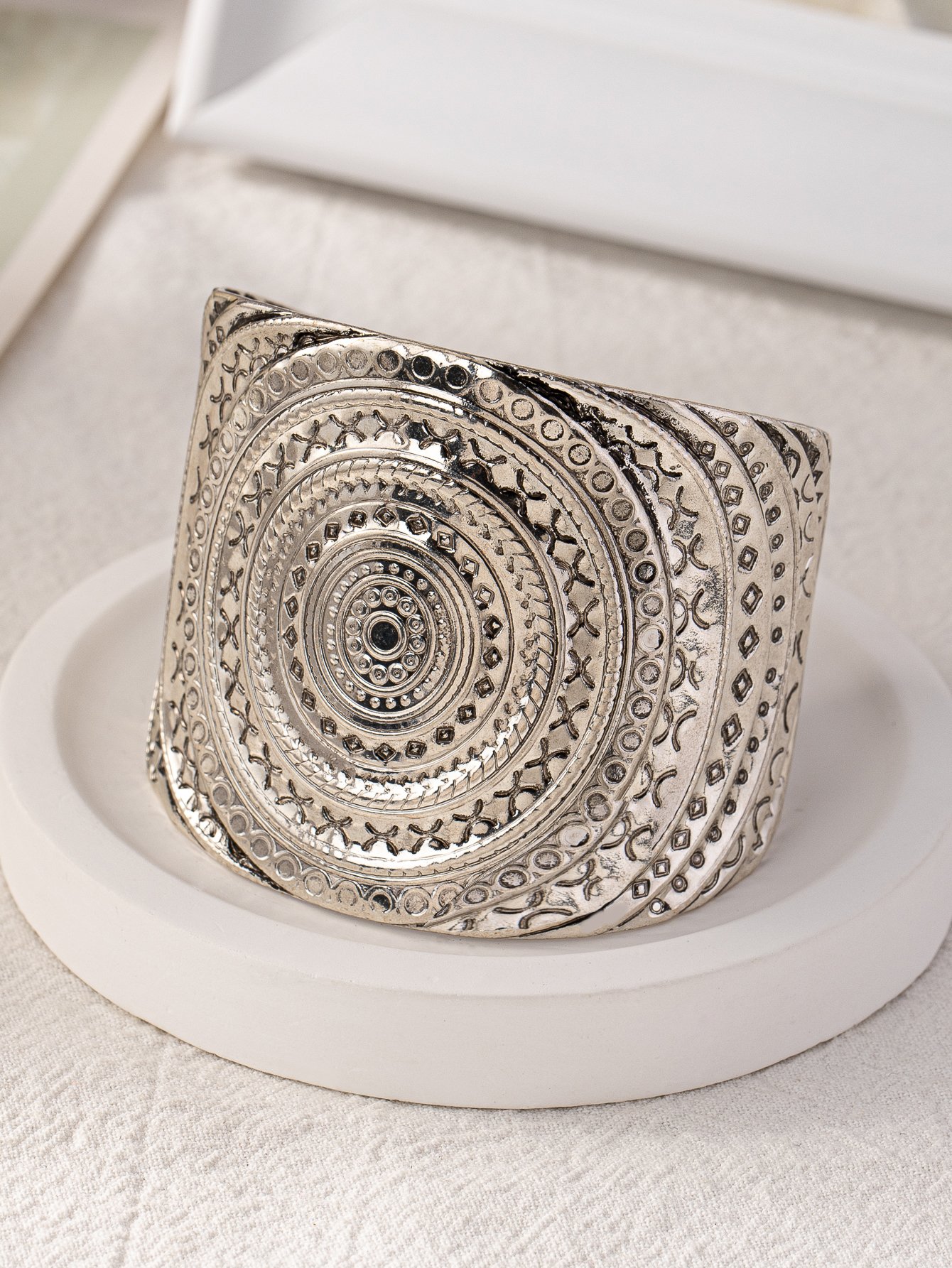 Silver Geometric Cuff Bracelet