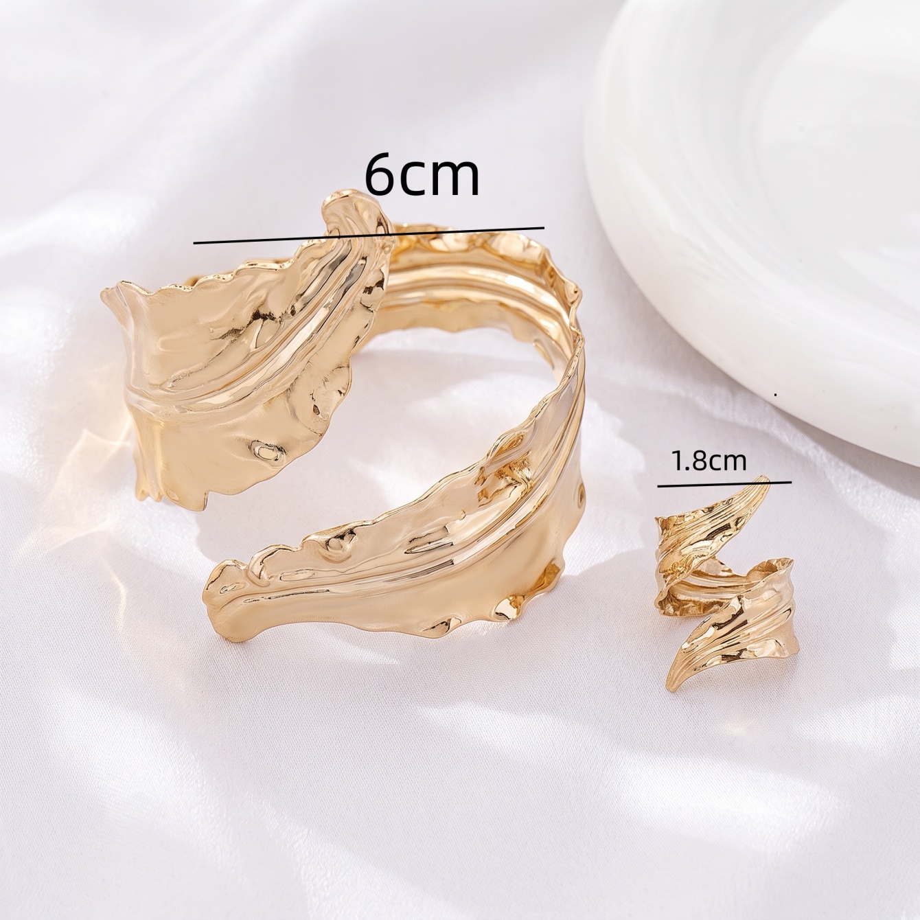 Gold Leaf Wraparound Bracelet Set - 2-Pack