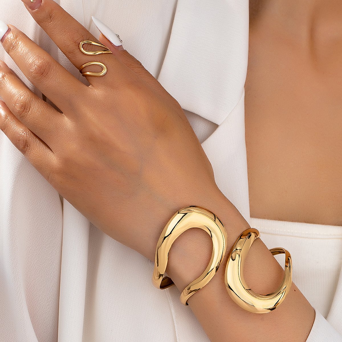 Gold Wraparound Bracelets Set - Pack of 2