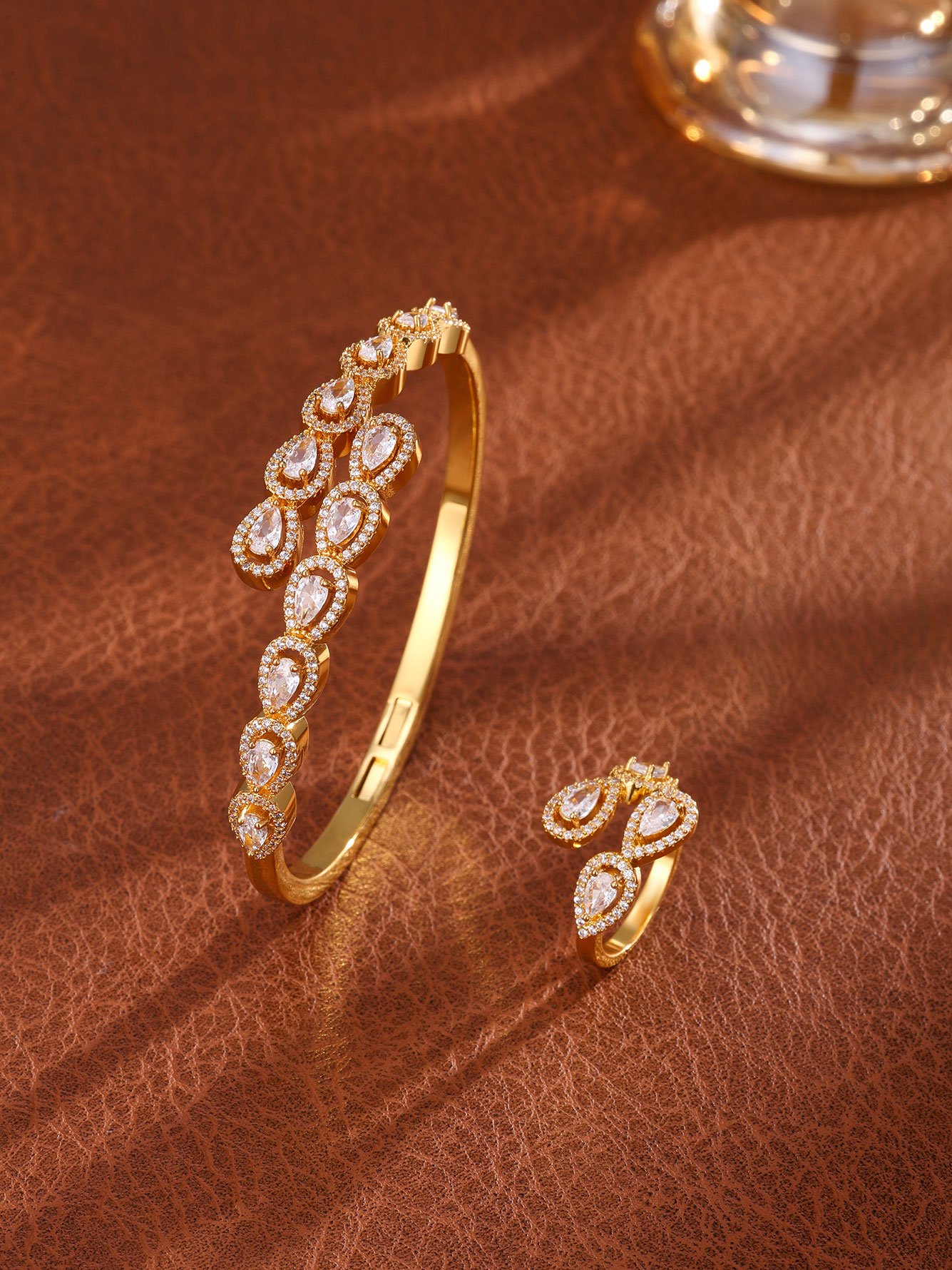 Gold Wraparound Bracelet and Ring Set