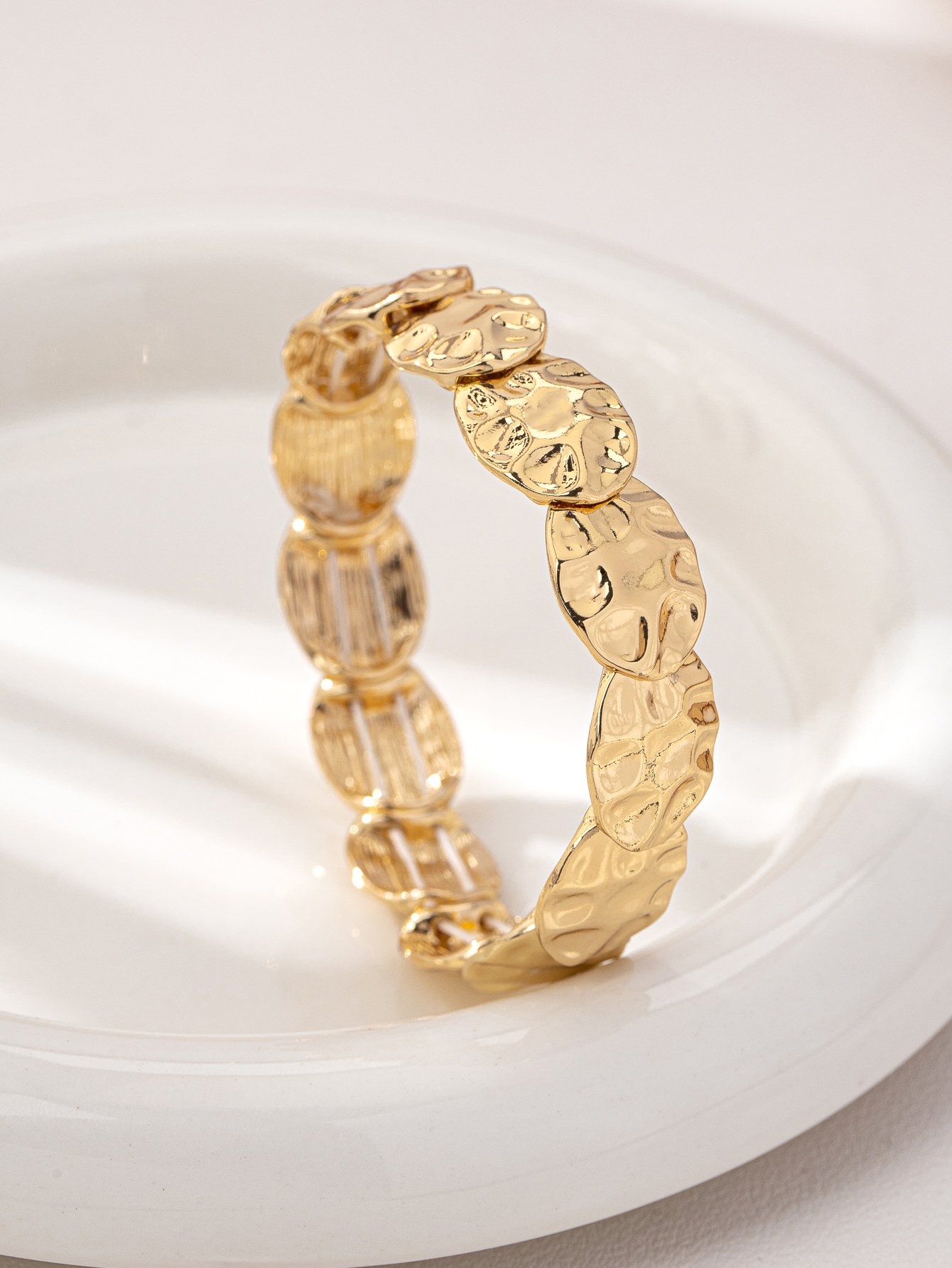 Gold Texture Metal Bangle-Style Bracelet