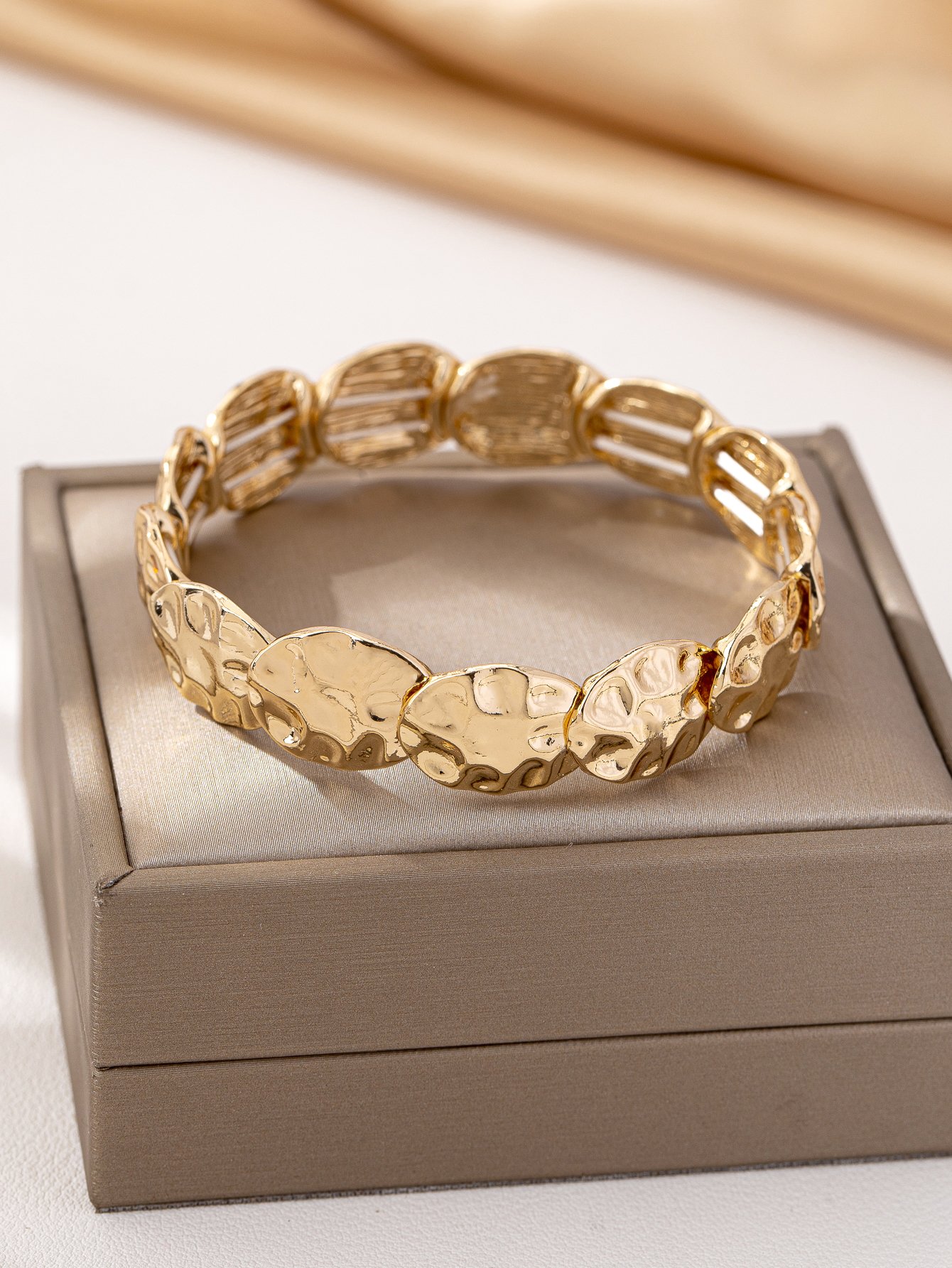 Gold Texture Metal Bangle-Style Bracelet