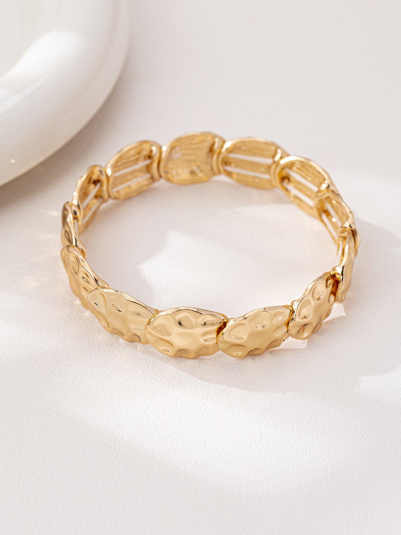 Gold Texture Metal Bangle-Style Bracelet