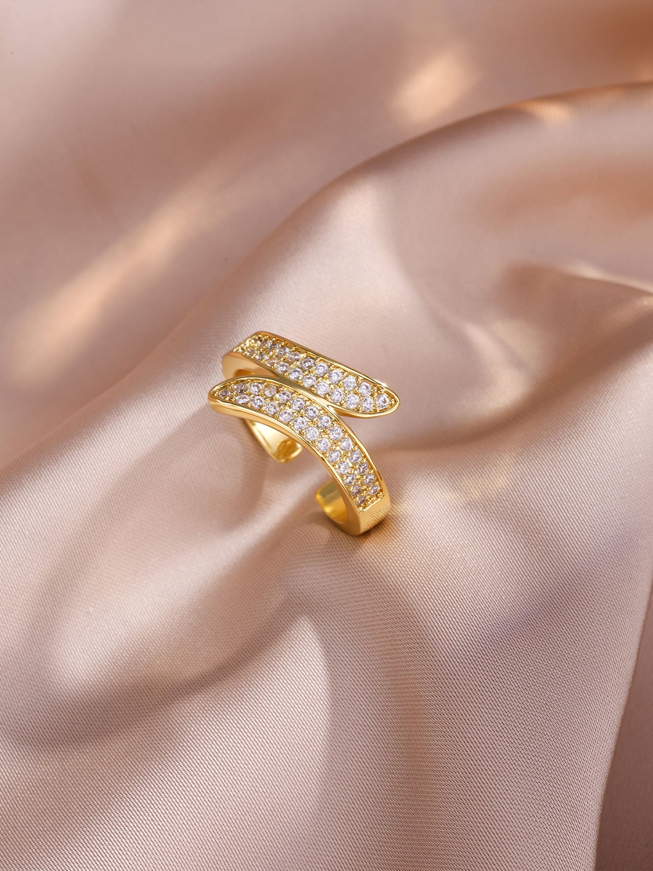 Gold Plated Cuff Bracelet and Ring Set