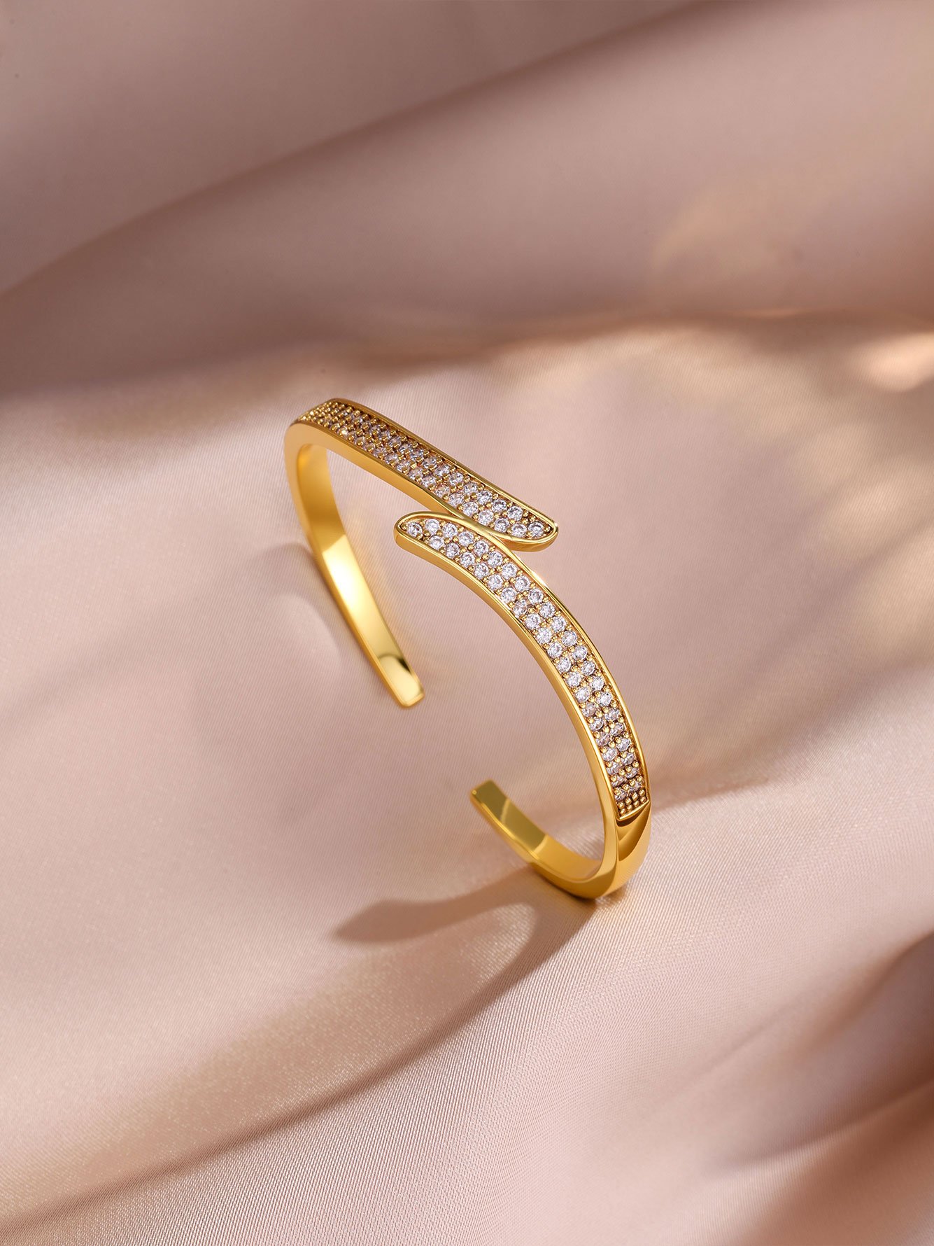 Gold Plated Cuff Bracelet and Ring Set