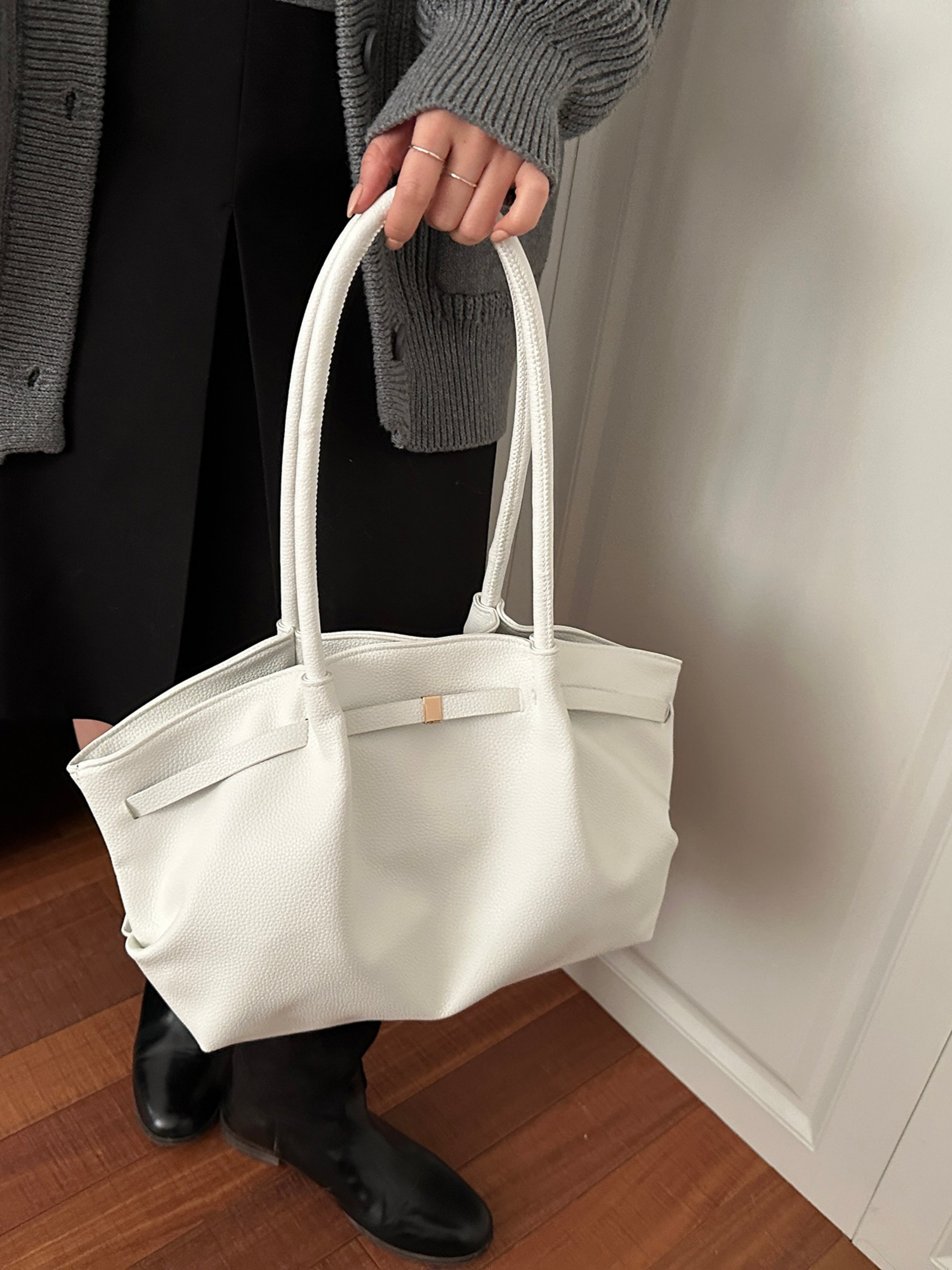 White Faux Leather Crossbody Bag