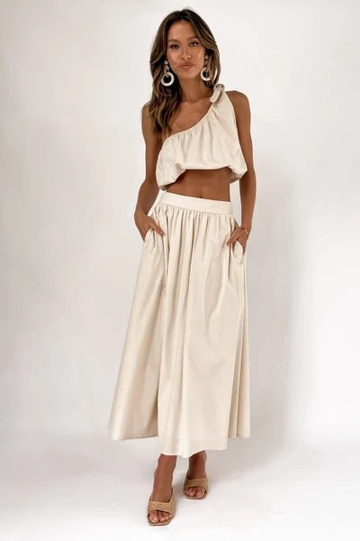One-Shoulder Top and Skirt Set