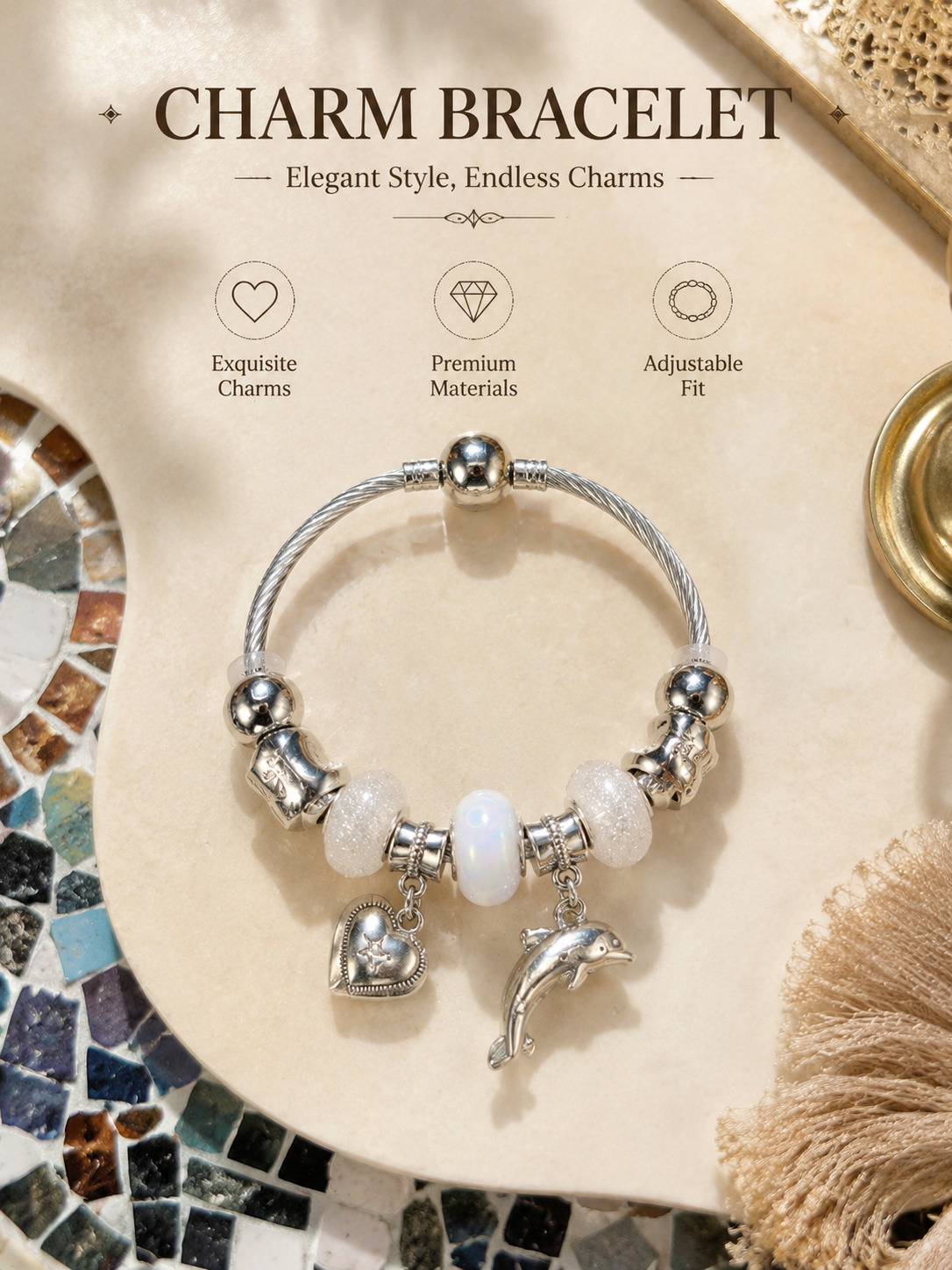 White Charm Bracelet