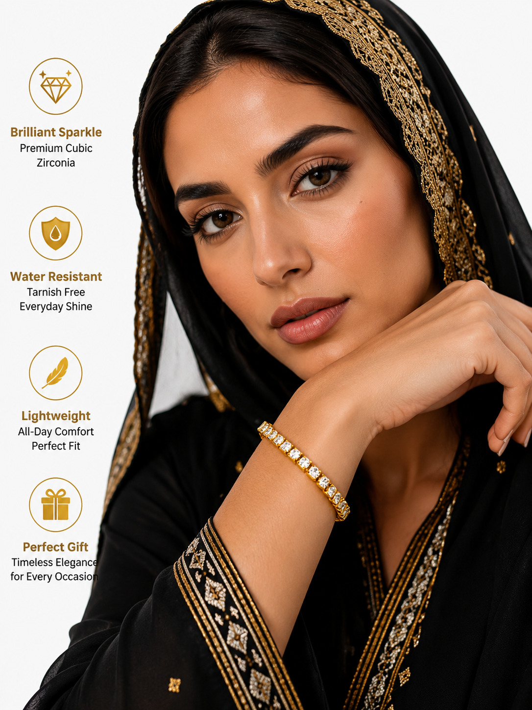 Gold Plated Crystal Tennis Bracelet
