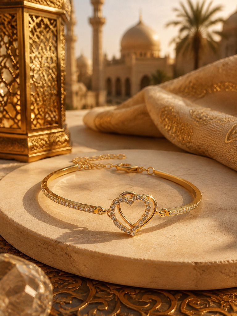 Golden Heart Bangle Bracelet