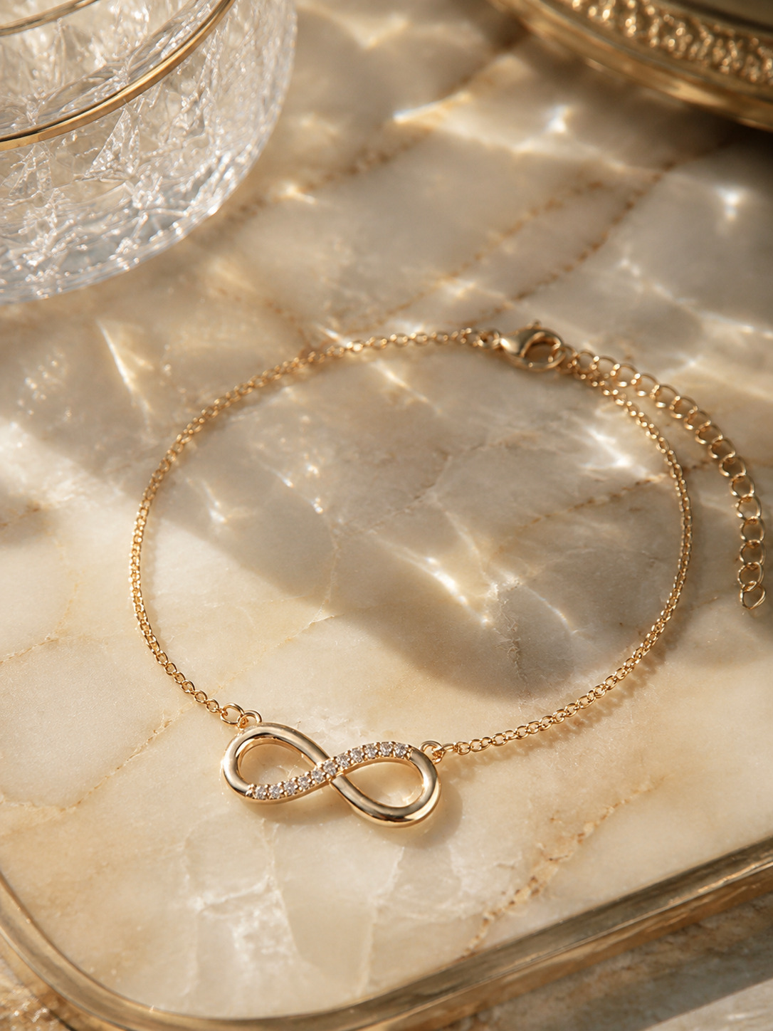 Gold Plated Infinity Charm Bracelet