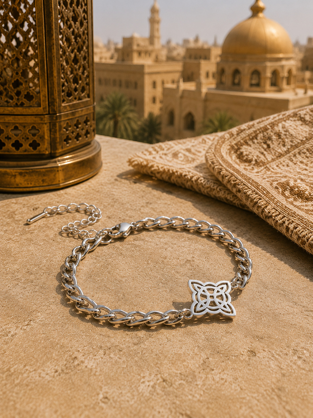 Silver Islamic Knot Charm Bracelet