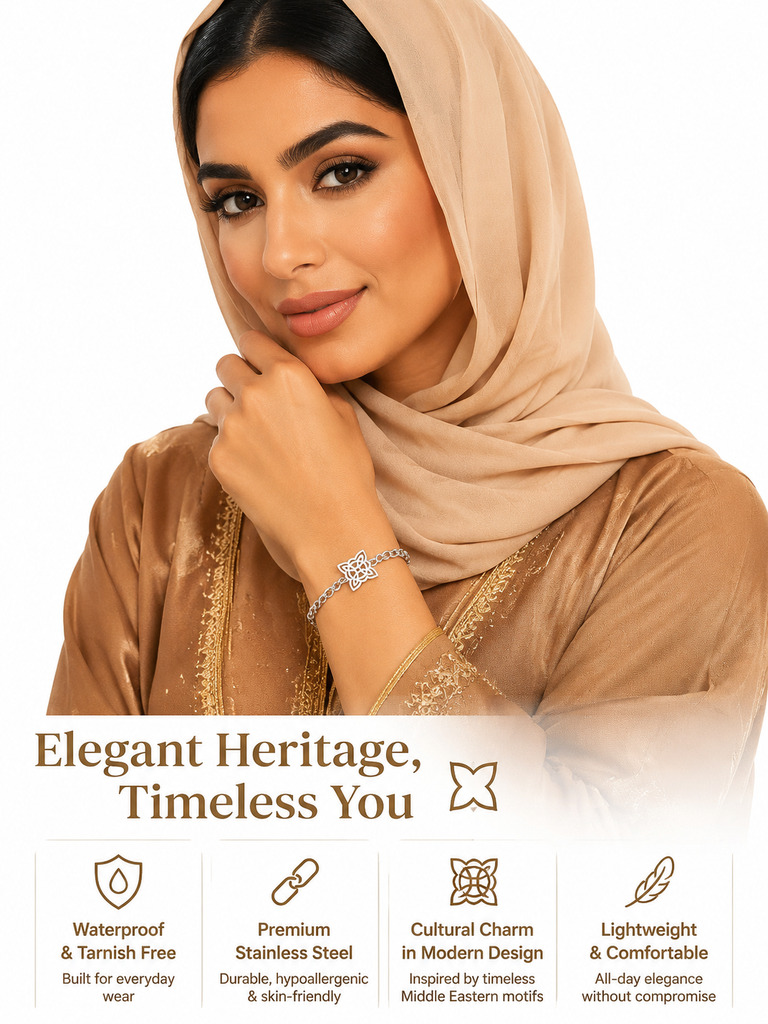 Silver Islamic Knot Charm Bracelet