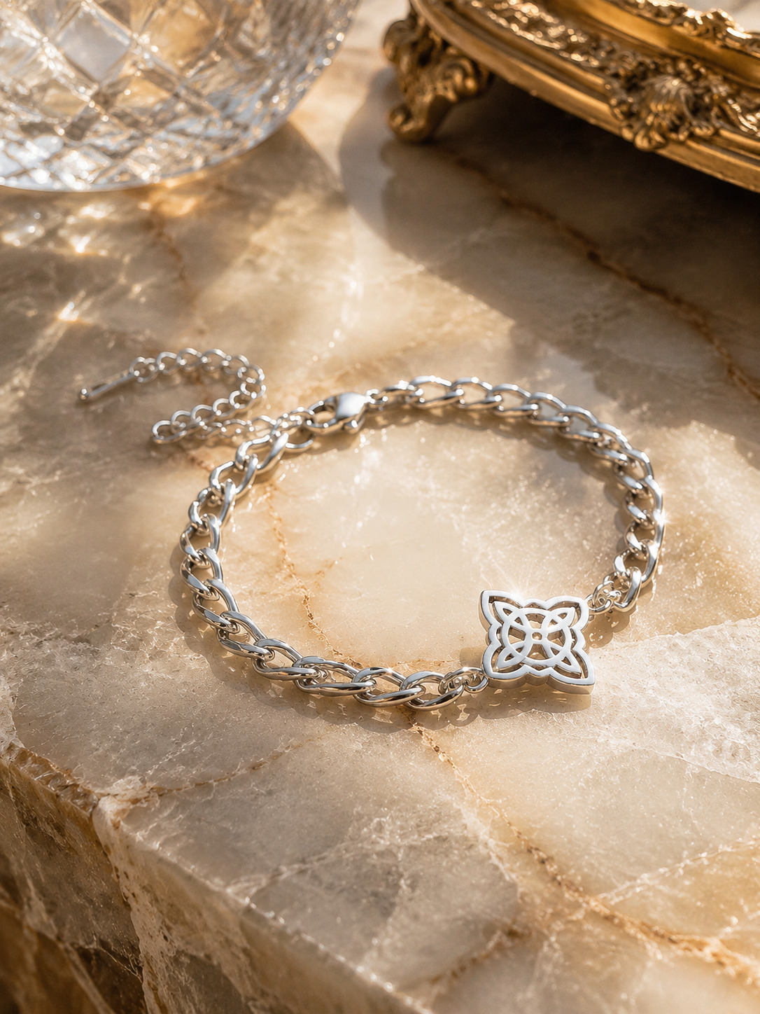 Silver Islamic Knot Charm Bracelet