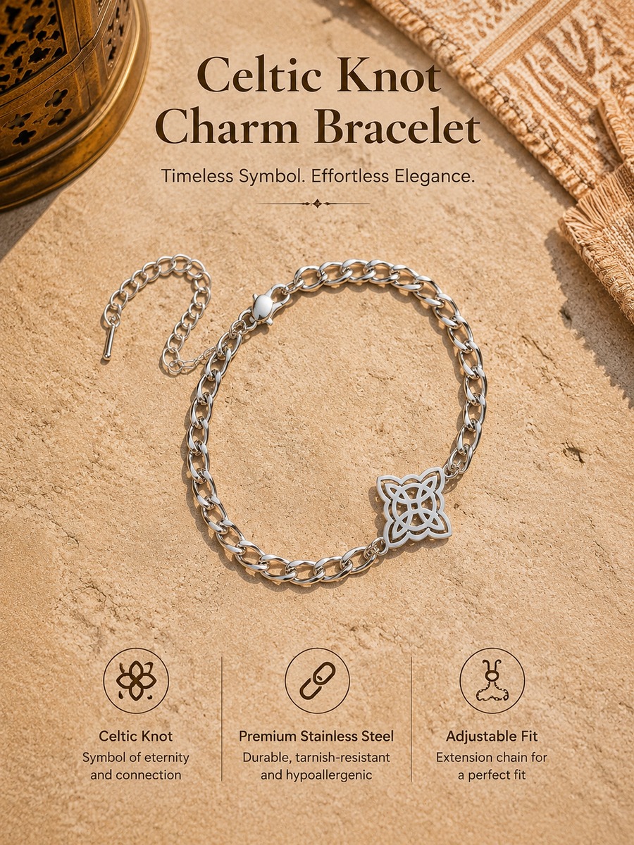 Silver Islamic Knot Charm Bracelet