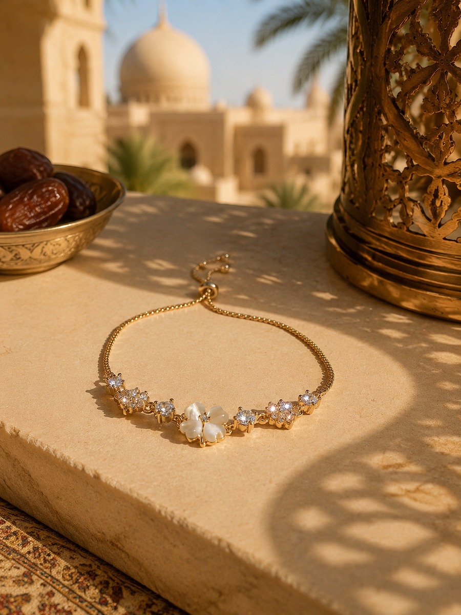 Gold and Pearl Flower Bracelet