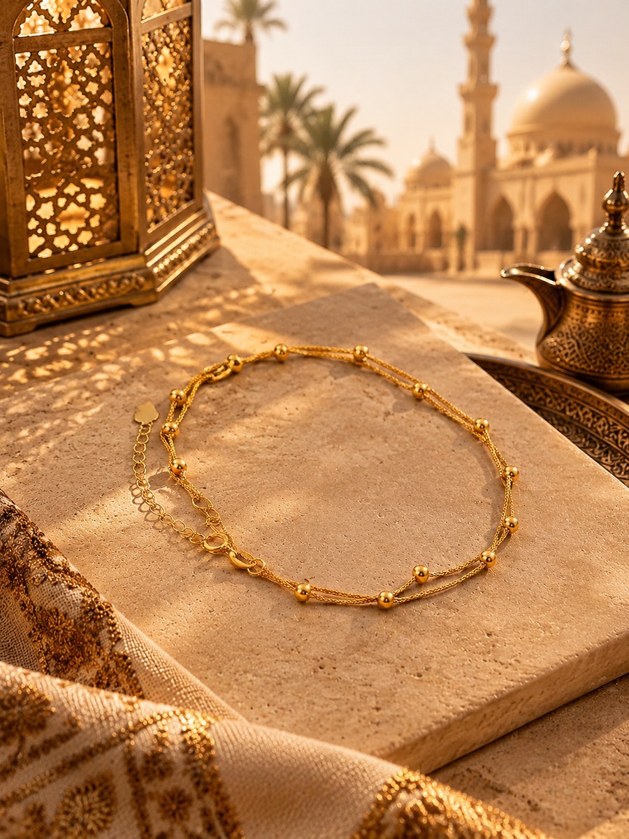 Golden Serenity Beaded Chain Bracelet