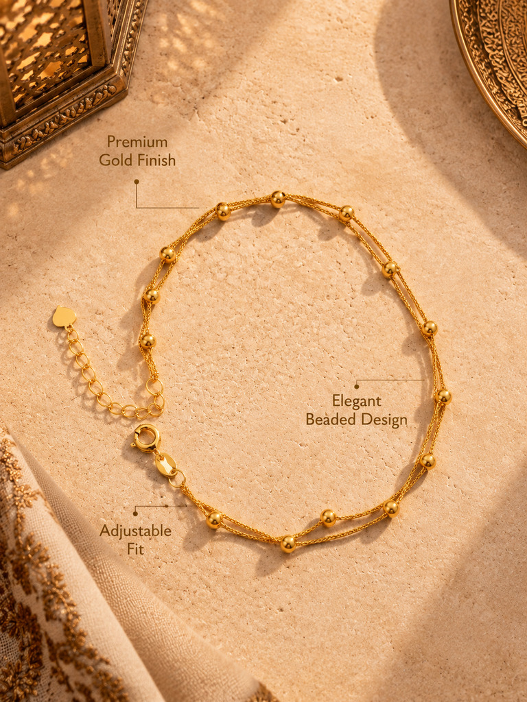 Golden Serenity Beaded Chain Bracelet