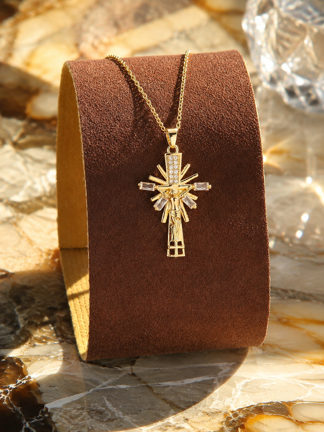 Radiant Gold Cross Pendant Necklace