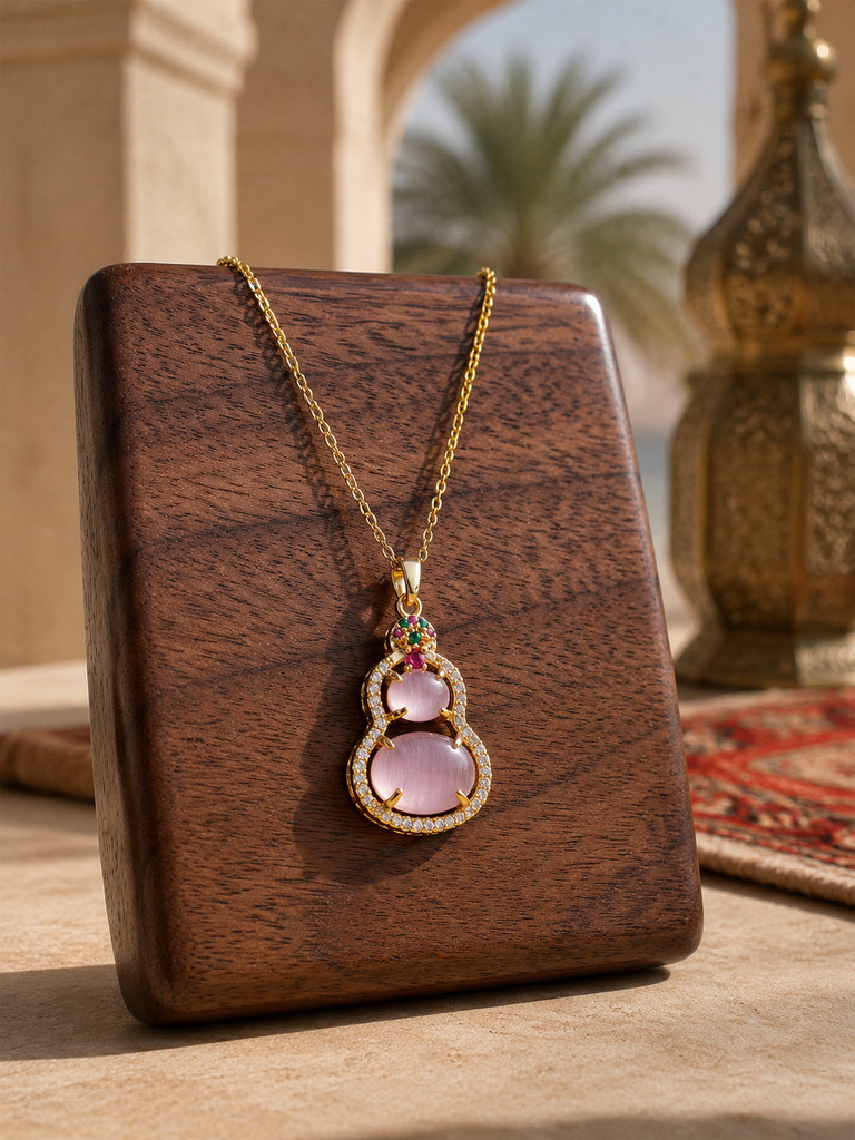 Pink Gourd Pendant Necklace