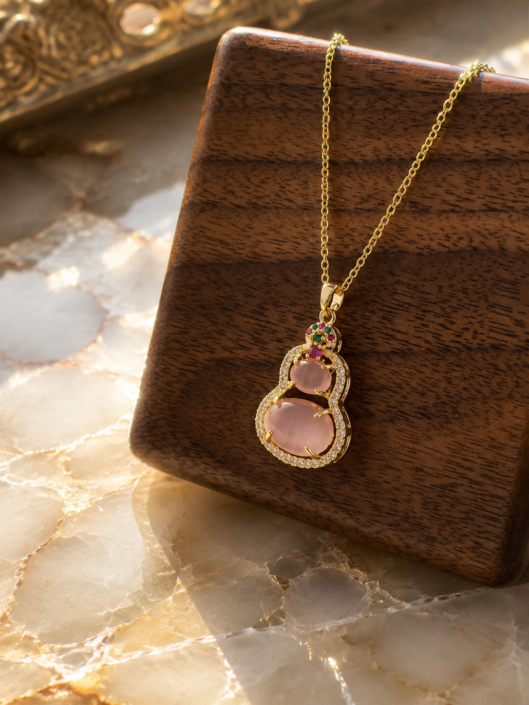 Pink Gourd Pendant Necklace