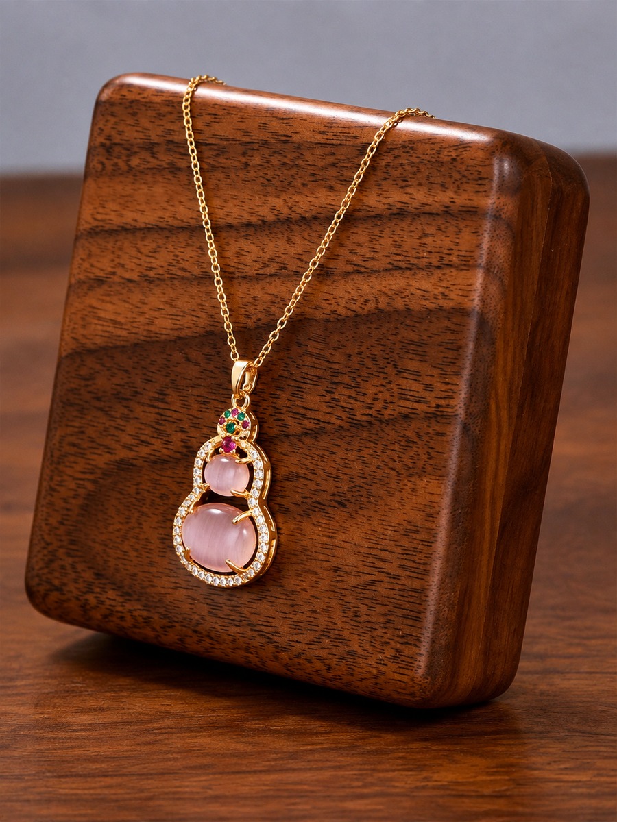 Pink Gourd Pendant Necklace