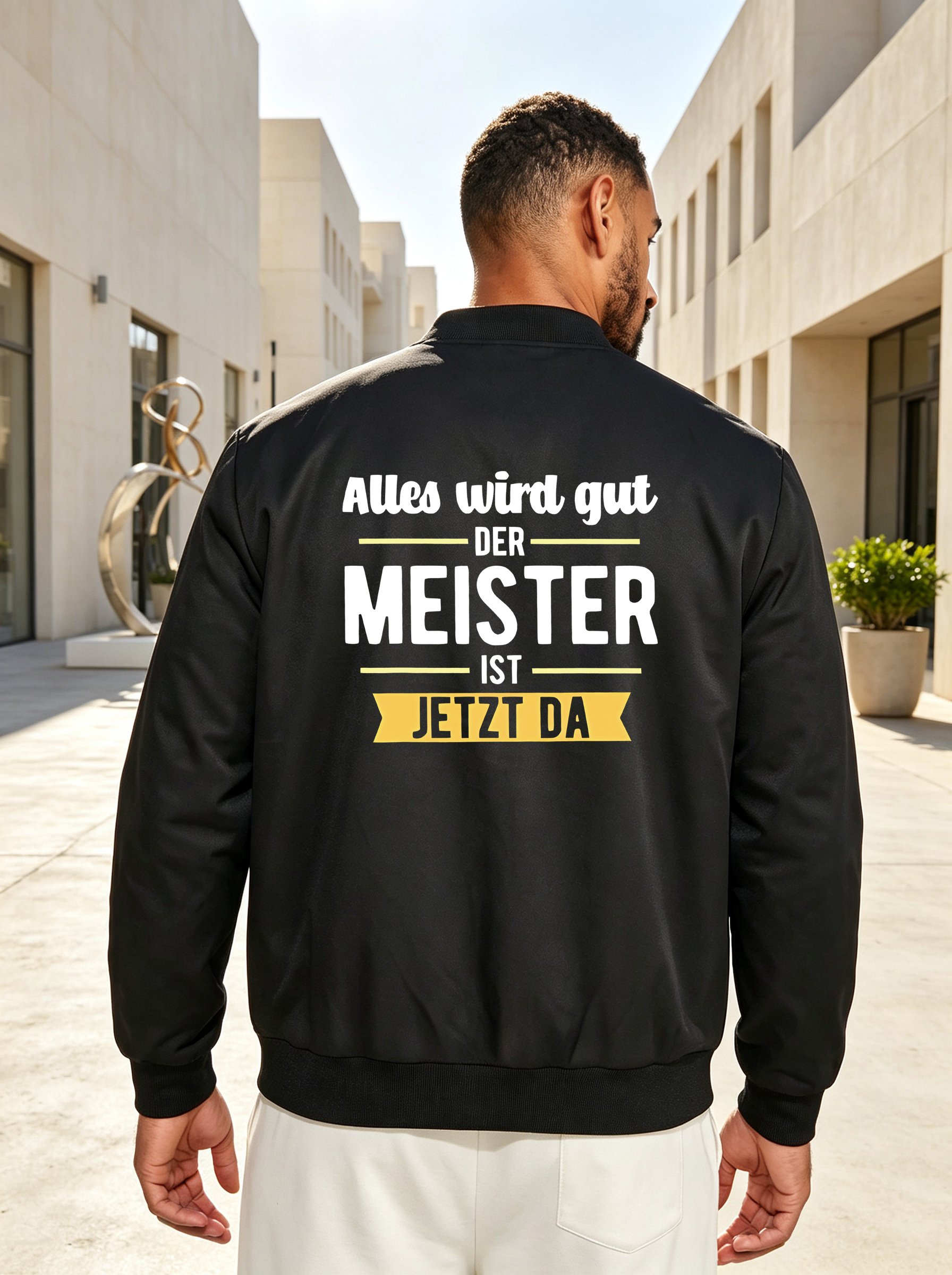 Black Graphic Bomber Jacket - The Master is Here