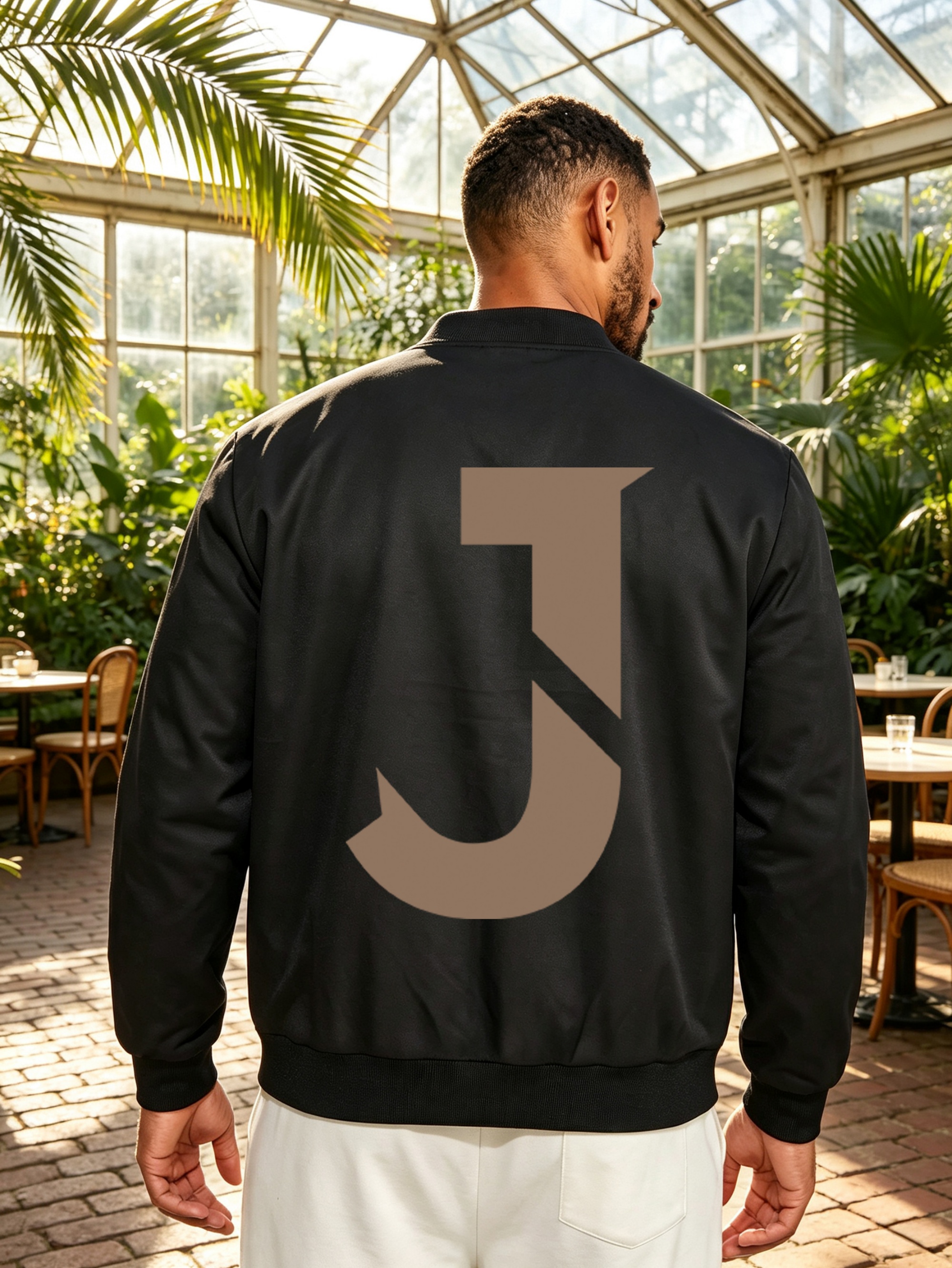 Black Graphic Zip Bomber Jacket