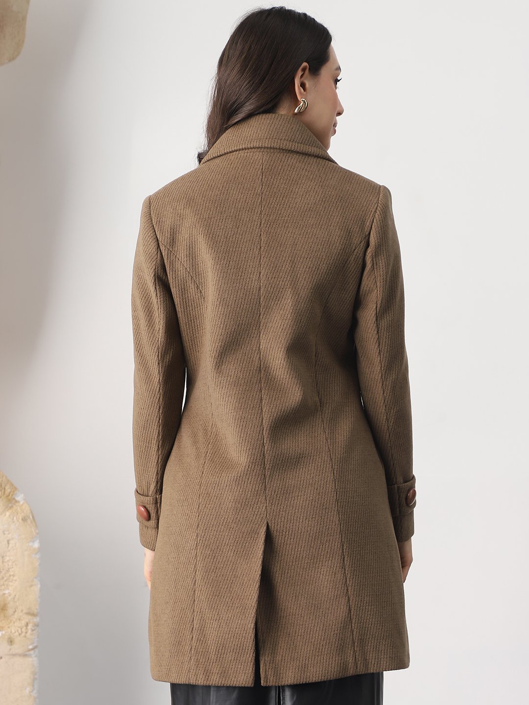 Brown Longline Button-Up Coat