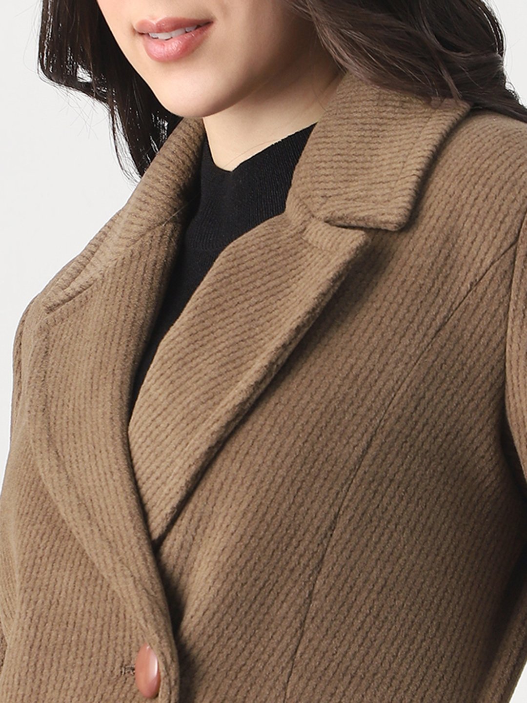 Brown Longline Button-Up Coat