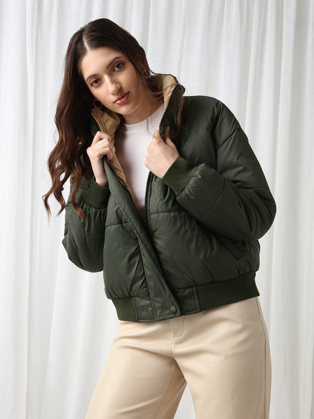 Olive Regular Fit Padded Jacket