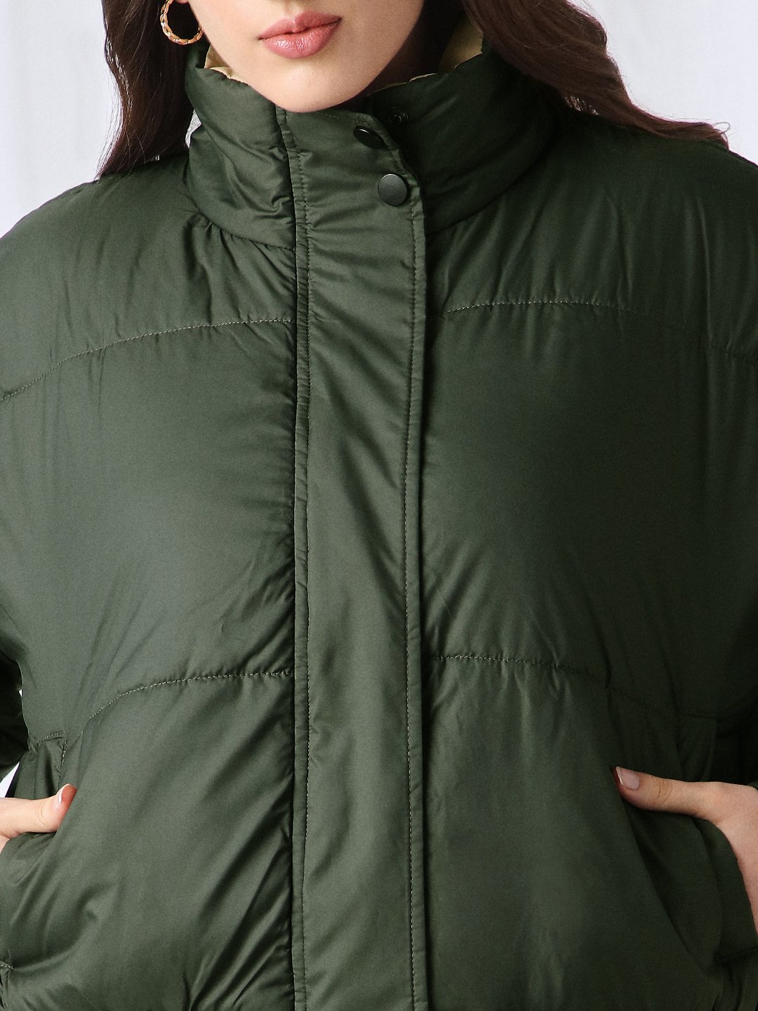 Olive Regular Fit Padded Jacket