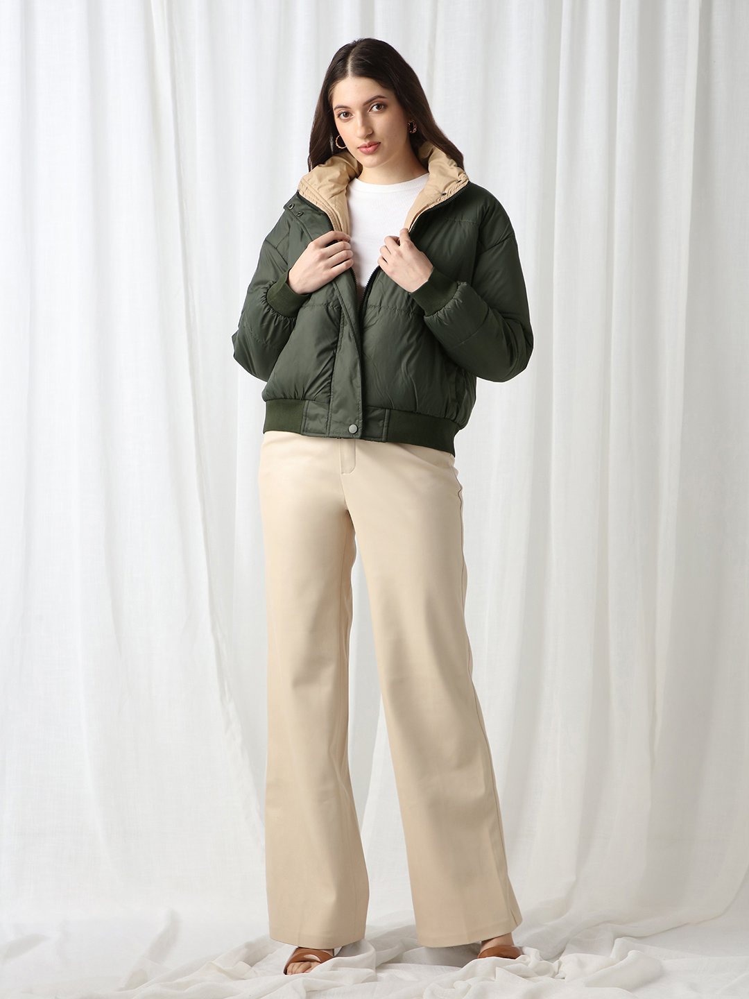 Olive Regular Fit Padded Jacket